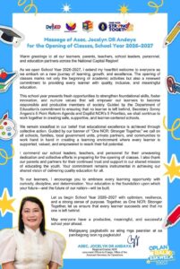 Welcome Message from Asec. Jocelyn DR. Andaya